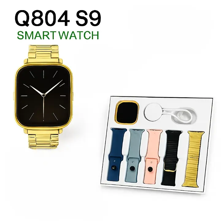 Q804 Imran Khan New Model Watch – Golden Color with 7 Straps & Original Metal Strap HAR Shopping Mall