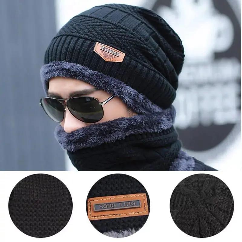 Wool Cap With Neck Warmer | Beanie And Scarf Set With Fleece Mask | Winter Thermal Wool Cap For Men And Women (Blue) HAR Shopping Mall