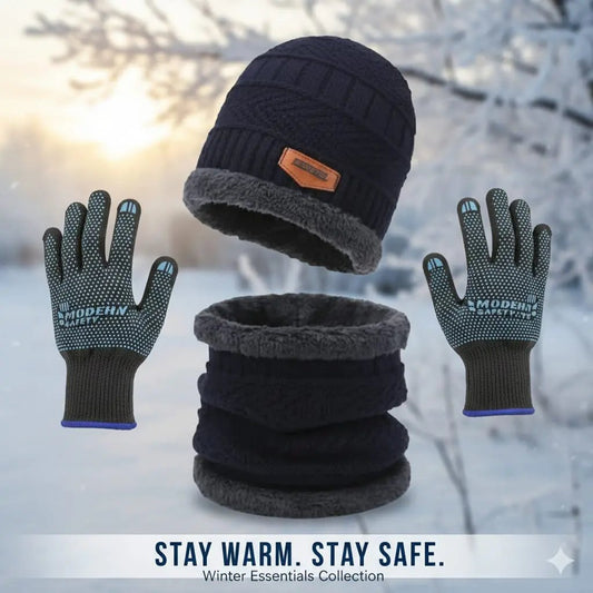 Wool Cap With Neck Warmer | Beanie And Scarf Set With Fleece Mask | Winter Thermal Wool Cap For Men And Women (Blue) HAR Shopping Mall